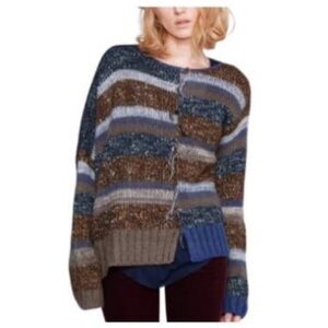Zadig & Voltaire Blue and Brown Striped Cardigan